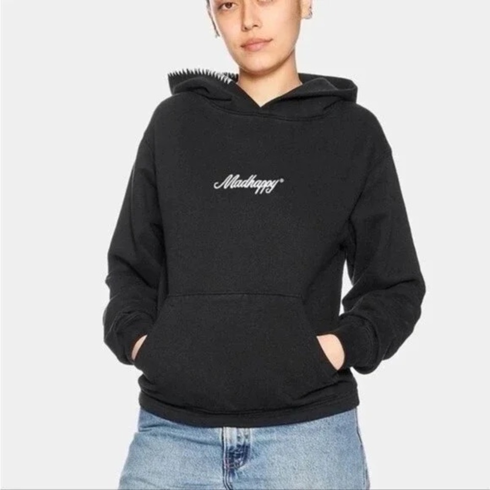 Women’s Sz XL Heavyweight Madhappy Black and White Signature Logo Hoodie Preppy
